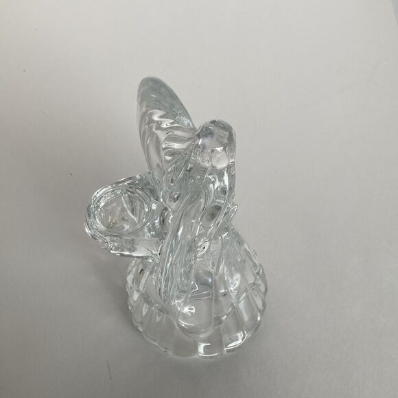 Vintage Clear Glass Heavy Cut Crystal Angel Taper Candlestick Holder Holiday - Picture 7 of 10
